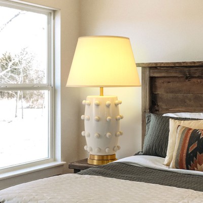 Ramon Modern Medium Ceramic Table Lamp with Linden Shade Ramon Modern Medium Ceramic Table Lamp with Linden Shade