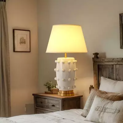 Ramon Modern Medium Ceramic Table Lamp with Linden Shade Ramon Modern Medium Ceramic Table Lamp with Linden Shade