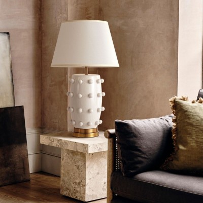 Ramon Modern Medium Ceramic Table Lamp with Linden Shade Ramon Modern Medium Ceramic Table Lamp with Linden Shade