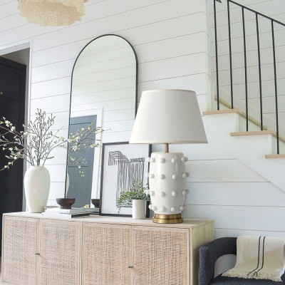 Ramon Modern Medium Ceramic Table Lamp with Linden Shade Ramon Modern Medium Ceramic Table Lamp with Linden Shade