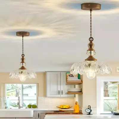 Jaime Antique Brass and Glass Flower Pendant Light Jaime Antique Brass and Glass Flower Pendant Light
