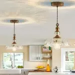 Jaime Antique Brass and Glass Flower Pendant Light