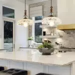 Jaime Antique Brass and Glass Flower Pendant Light