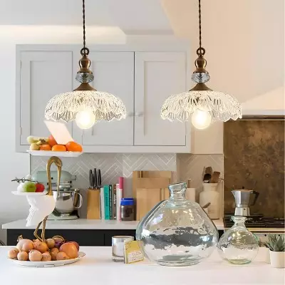 Jaime Antique Brass and Glass Flower Pendant Light Jaime Antique Brass and Glass Flower Pendant Light