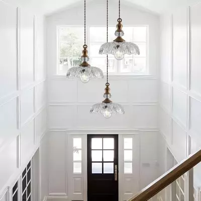 Jaime Antique Brass and Glass Flower Pendant Light Jaime Antique Brass and Glass Flower Pendant Light