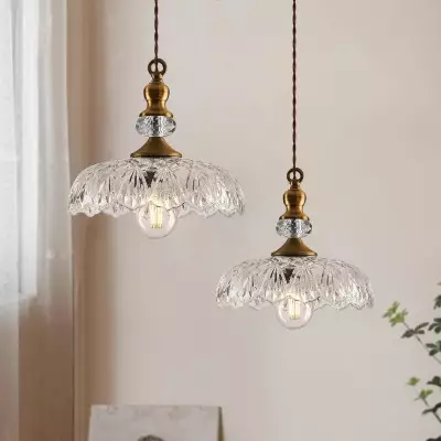 Jaime Antique Brass and Glass Flower Pendant Light Jaime Antique Brass and Glass Flower Pendant Light