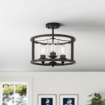 Quell Metal Drum Shade Glass Ceiling Light