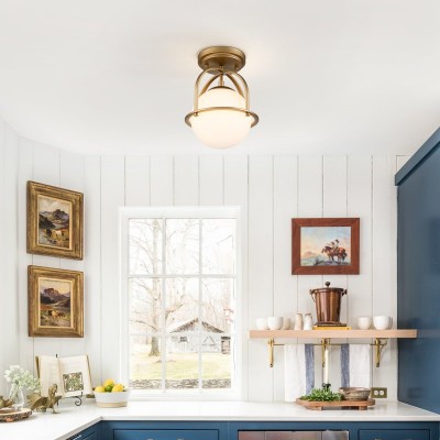 Aurea Vintage Globe Flush Mount Ceiling Light