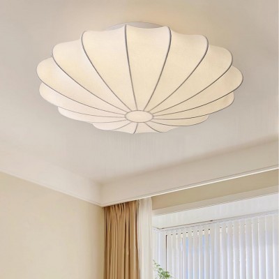 Savionne White Silk Seashell Flush Mount Light