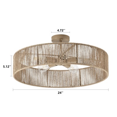 Lioran Rustic Round Rattan Ceiling Light