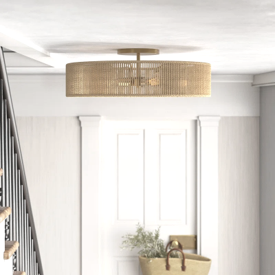 Lioran Rustic Round Rattan Ceiling Light