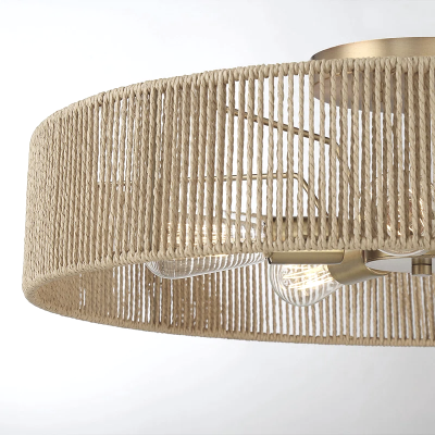Lioran Rustic Round Rattan Ceiling Light