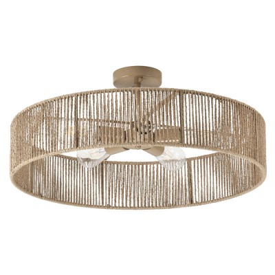 Lioran Rustic Round Rattan Ceiling Light