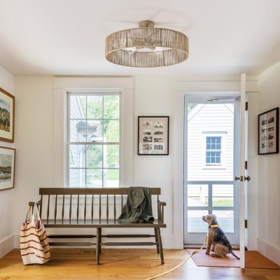 Lioran Rustic Round Rattan Ceiling Light