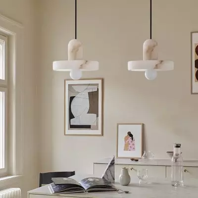 Vyndorix Farmhouse Hat Shaped Alabaster Pendant Light Vyndorix Farmhouse Hat Shaped Alabaster Pendant Light