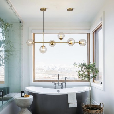 Celestina 6 Light Linear Glass Orb Pendant Light Celestina 6 Light Linear Glass Orb Pendant Light