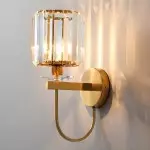 Solstice Brushed Brass Crystal Ribbed Glass Wall Sconce