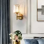 Solstice Brushed Brass Crystal Ribbed Glass Wall Sconce