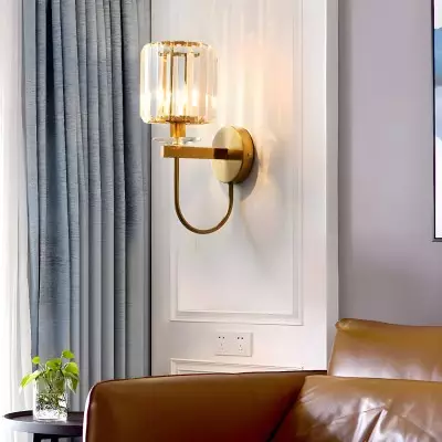 Solstice Brushed Brass Crystal Ribbed Glass Wall Sconce Solstice Brushed Brass Crystal Ribbed Glass Wall Sconce