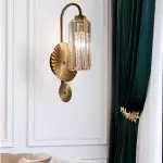 Solstice Brushed Brass Crystal Ribbed Glass Wall Sconce
