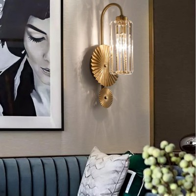 Solstice Brushed Brass Crystal Ribbed Glass Wall Sconce Solstice Brushed Brass Crystal Ribbed Glass Wall Sconce