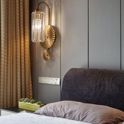 Solstice Brushed Brass Crystal Ribbed Glass Wall Sconce Solstice Brushed Brass Crystal Ribbed Glass Wall Sconce