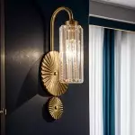 Solstice Brushed Brass Crystal Ribbed Glass Wall Sconce