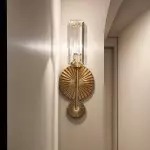 Solstice Brushed Brass Crystal Ribbed Glass Wall Sconce