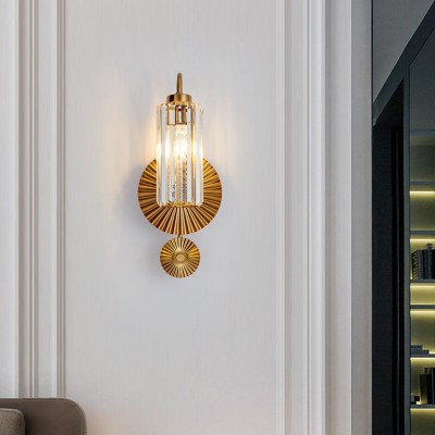 Solstice Brushed Brass Crystal Ribbed Glass Wall Sconce Solstice Brushed Brass Crystal Ribbed Glass Wall Sconce