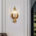 Solstice Brushed Brass Crystal Ribbed Glass Wall Sconce