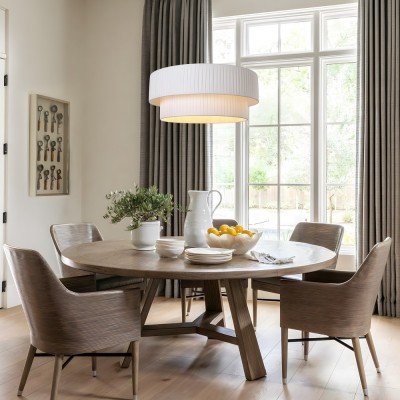 Elaraine Pleated Fabric Circular Drum Shade Chandelier Elaraine Pleated Fabric Circular Drum Shade Chandelier