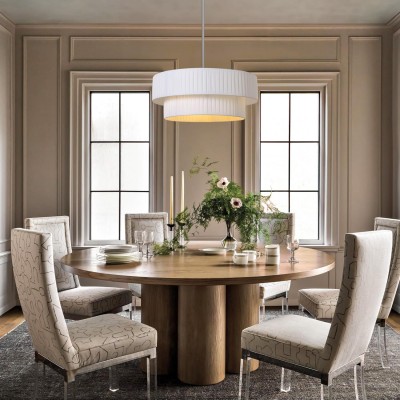 Elaraine Pleated Fabric Circular Drum Shade Chandelier Elaraine Pleated Fabric Circular Drum Shade Chandelier