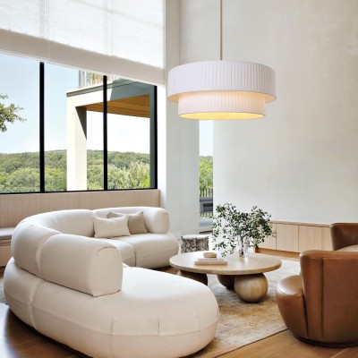 Elaraine Pleated Fabric Circular Drum Shade Chandelier Elaraine Pleated Fabric Circular Drum Shade Chandelier