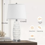 Xylia White Curvy Wave-Textured Ceramic Table Lamp Xylia White Curvy Wave-Textured Ceramic Table Lamp