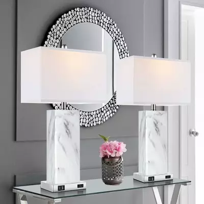 Lirwen Coastal Style Tall Rectangular Ceramic Lamp