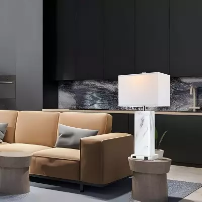 Lirwen Coastal Style Tall Rectangular Ceramic Lamp