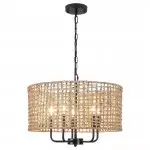 Arlo Bohemian 5 Light Natural Rattan Drum Chandelier
