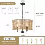Arlo Bohemian 5 Light Natural Rattan Drum Chandelier
