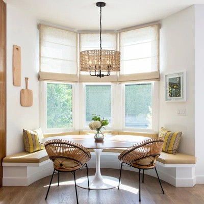 Arlo Bohemian 5 Light Natural Rattan Drum Chandelier