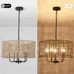 Arlo Bohemian 5 Light Natural Rattan Drum Chandelier