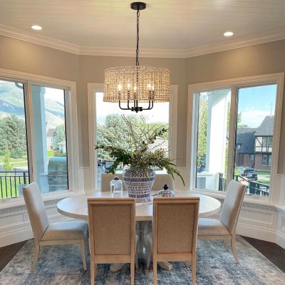 Arlo Bohemian 5 Light Natural Rattan Drum Chandelier