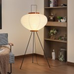 Kiran Minimalist Wabi-sabi Tripod Akari Floor Lamp