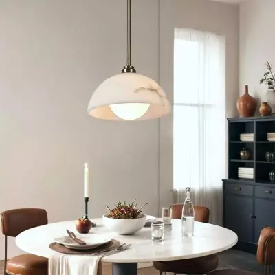 Bertie Farmhouse Alabaster Dome Pendant Light Bertie Farmhouse Alabaster Dome Pendant Light