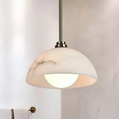 Bertie Farmhouse Alabaster Dome Pendant Light Bertie Farmhouse Alabaster Dome Pendant Light