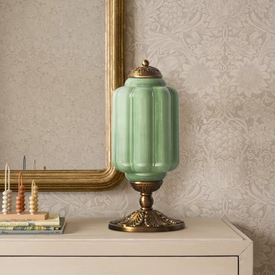 Nexos French Retro Cream Glass Textured Eloise Table Lamp