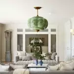 Vortan Antique Brass Green Glass Semi-Flush Mount Eloise Pendant Lamp