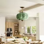 Vortan Antique Brass Green Glass Semi-Flush Mount Eloise Pendant Lamp