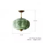 Vortan Antique Brass Green Glass Semi-Flush Mount Eloise Pendant Lamp