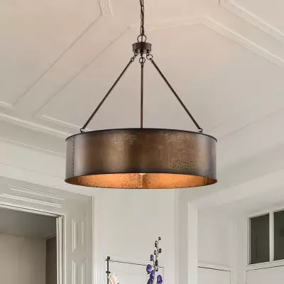 Ezra Vintage Bronze Industrial Pendant Light with Drum Shade Ezra Vintage Bronze Industrial Pendant Light with Drum Shade