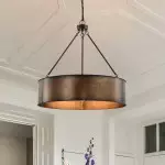 Ezra Vintage Bronze Industrial Pendant Light with Drum Shade